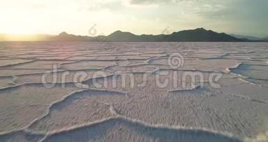 犹他州沙漠平原边界的盐晶